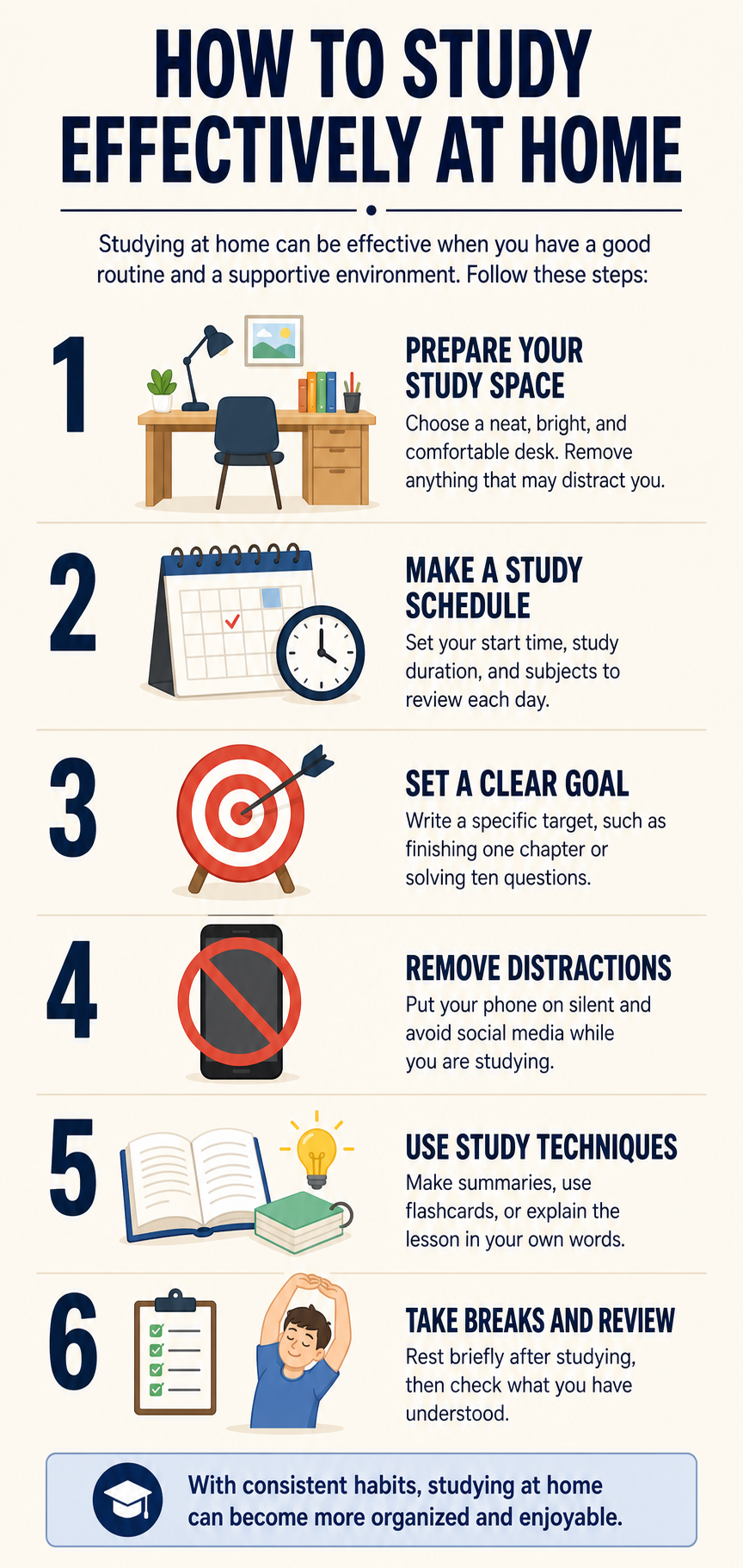 Infografis: How to Study Effectively at Home